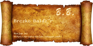 Brczko Balár névjegykártya